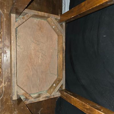 Vintage Art Deco Vanity with Mirror & Upholstered Stool – Waterfall Style