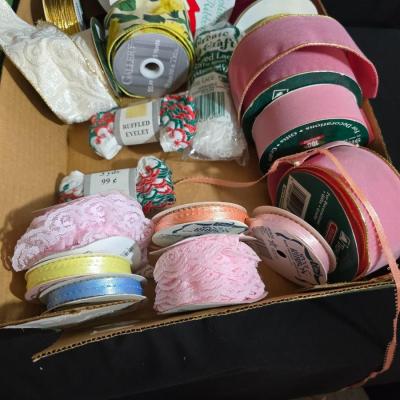 Large Lot of Crafting Ribbon & Trim – Holiday, Satin, Lace, Velvet & More