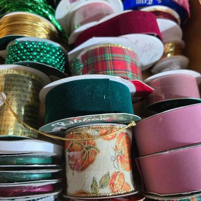 Large Lot of Crafting Ribbon & Trim – Holiday, Satin, Lace, Velvet & More