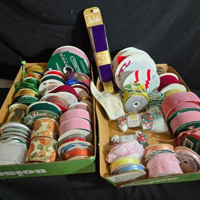 Large Lot of Crafting Ribbon & Trim – Holiday, Satin, Lace, Velvet & More