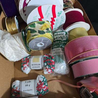 Large Lot of Crafting Ribbon & Trim – Holiday, Satin, Lace, Velvet & More