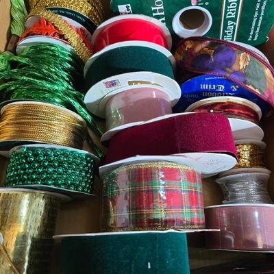 Large Lot of Crafting Ribbon & Trim – Holiday, Satin, Lace, Velvet & More
