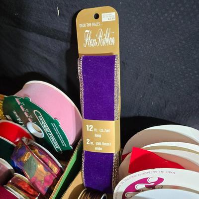 Large Lot of Crafting Ribbon & Trim – Holiday, Satin, Lace, Velvet & More