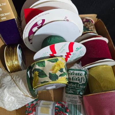 Large Lot of Crafting Ribbon & Trim – Holiday, Satin, Lace, Velvet & More