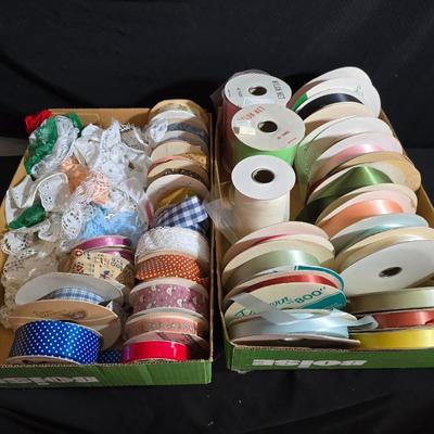 Massive Ribbon & Lace Trim Lot – Satin, Gingham, Vintage Prints & Eyelet