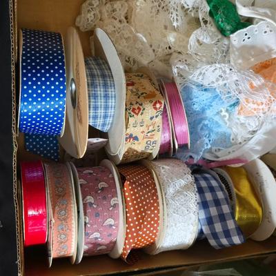 Massive Ribbon & Lace Trim Lot – Satin, Gingham, Vintage Prints & Eyelet