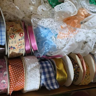 Massive Ribbon & Lace Trim Lot – Satin, Gingham, Vintage Prints & Eyelet