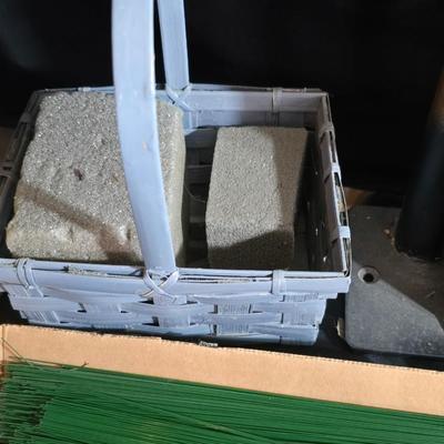 Floral Design Supply Lot – Wet Foam, Flower Picks, Organizing tube rack & Arrangement Tools