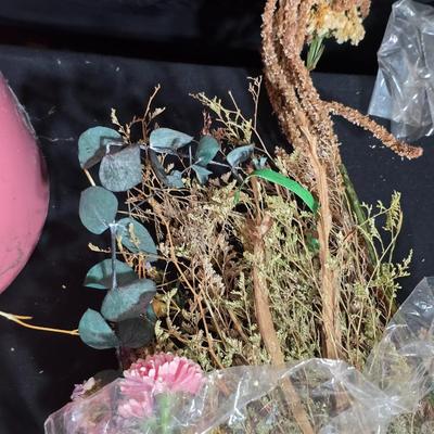 Large Lot of Dried Floral Stems & Fillers – Eucalyptus, Statice, Wheat, Grasses & More