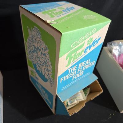 Floral Arrangement Supply Lot – Foam Blocks, Florist Tape, Picks, Food, Bark, & More