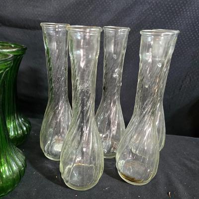 Lot of Glass Flower Vases – Mixed Colors & Styles for Arrangements or Decor