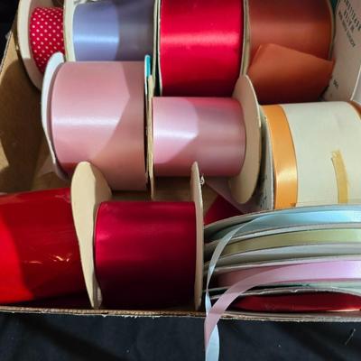 Large Ribbon Lot – Satin, Grosgrain, Lace & Curling Ribbon + Display Stand (40+ Spools!)