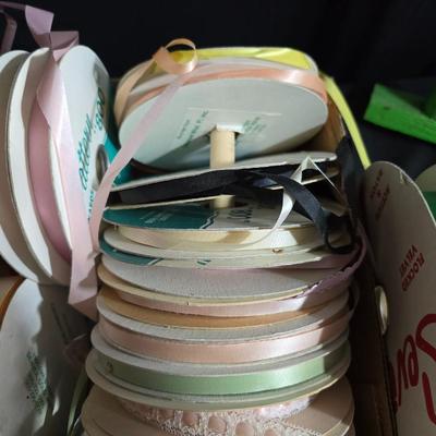 Large Ribbon Lot – Satin, Grosgrain, Lace & Curling Ribbon + Display Stand (40+ Spools!)