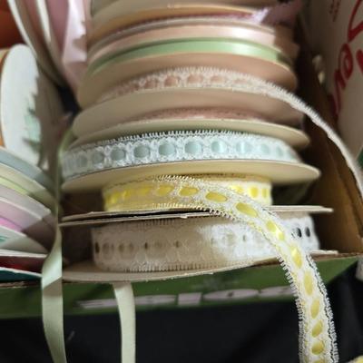 Large Ribbon Lot – Satin, Grosgrain, Lace & Curling Ribbon + Display Stand (40+ Spools!)