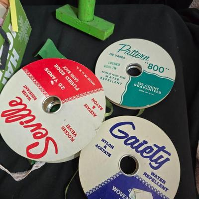 Large Ribbon Lot – Satin, Grosgrain, Lace & Curling Ribbon + Display Stand (40+ Spools!)