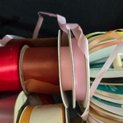 Large Ribbon Lot – Satin, Grosgrain, Lace & Curling Ribbon + Display Stand (40+ Spools!)