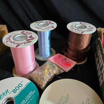 Large Ribbon Lot – Satin, Grosgrain, Lace & Curling Ribbon + Display Stand (40+ Spools!)