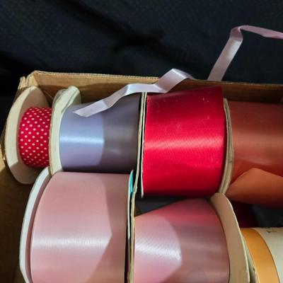 Large Ribbon Lot – Satin, Grosgrain, Lace & Curling Ribbon + Display Stand (40+ Spools!)