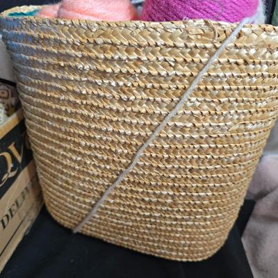 Knitting & Crochet Yarn Lot – Love This Yarn Skeins, Needles, WIP Blanket & Tote Bag