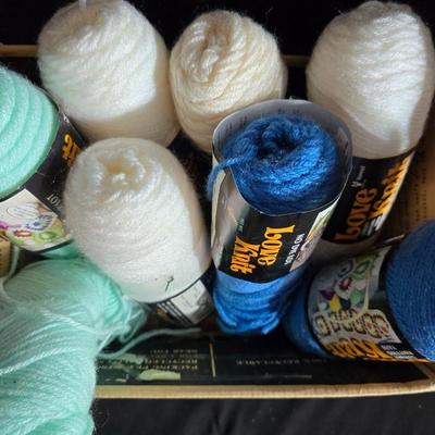 Knitting & Crochet Yarn Lot – Love This Yarn Skeins, Needles, WIP Blanket & Tote Bag