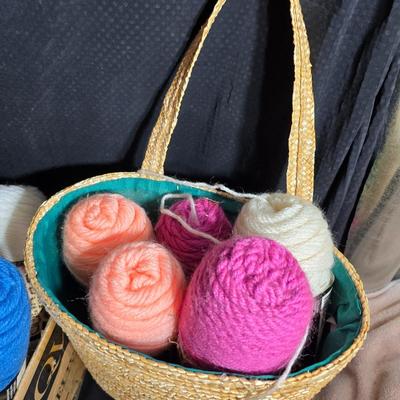 Knitting & Crochet Yarn Lot – Love This Yarn Skeins, Needles, WIP Blanket & Tote Bag
