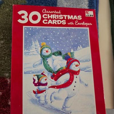 Charming Snowman Christmas Decor Lot – Figurines, Stocking hangers, Cards & Rug
