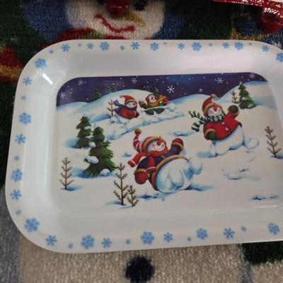 Charming Snowman Christmas Decor Lot – Figurines, Stocking hangers, Cards & Rug