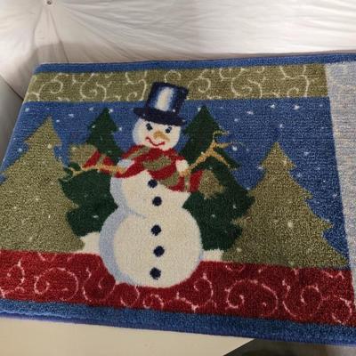Charming Snowman Christmas Decor Lot – Figurines, Stocking hangers, Cards & Rug