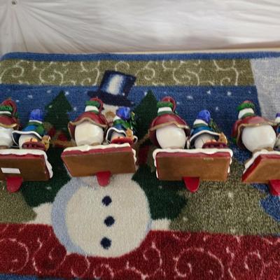 Charming Snowman Christmas Decor Lot – Figurines, Stocking hangers, Cards & Rug