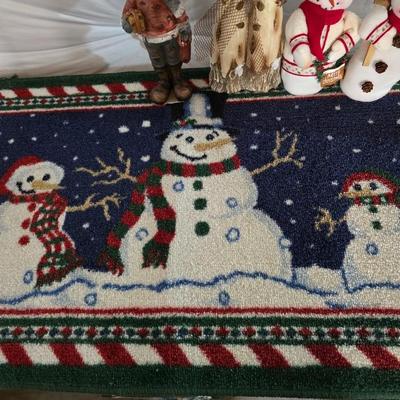 Snowman Christmas Decor Bundle – Figurines, Basket, Rug & More