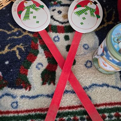 Snowman Christmas Decor Bundle – Figurines, Basket, Rug & More