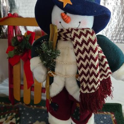 Large Snowman Décor & Ornament Lot – Plush, Fabric, and Folk Art Accents, Rug and more
