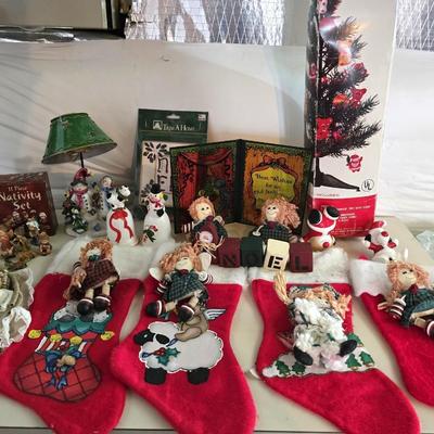 Eclectic Vintage & Handmade Christmas Decor Lot – Stockings, Figurines, Tree & More