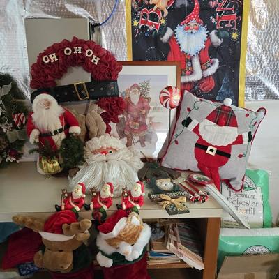 Large Holiday Tote Full of Santa-Themed Holiday Décor