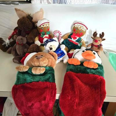 Plush Christmas Character Collection with Stockings – 10-Piece Set