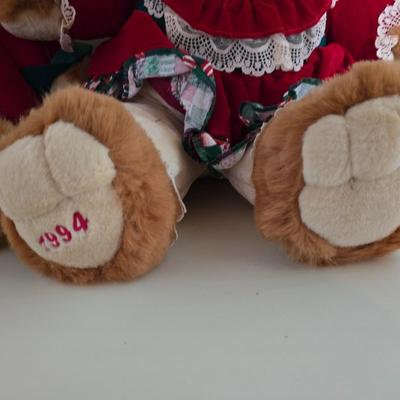 1994 Holiday Teddy Bear Couple – Matching Boy & Girl Set