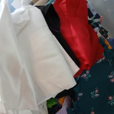 Large Lot of Assorted Cotton & Craft Fabrics – Novelty Prints, Yardage, Panels + Pattern Board in a storage tote