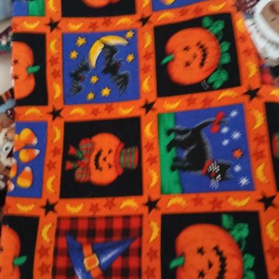 Large Lot of Assorted Cotton & Craft Fabrics – Novelty Prints, Yardage, Panels + Pattern Board in a storage tote