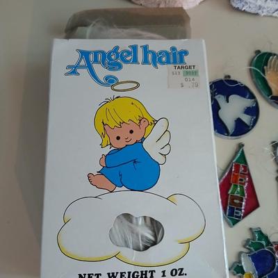 Vintage Christmas Lot – Angels, Stained Glass Ornaments & Angel Hair (20+ pcs)