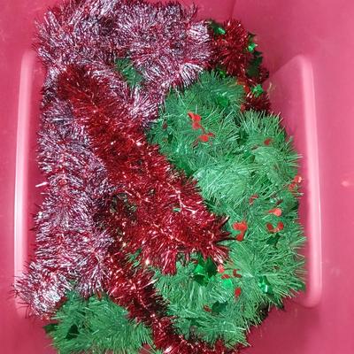 Large Holiday Wreaths & Floral Décor Tote – Two Totes full of garlands - wreath supplies - Faux berries - pinecones & more