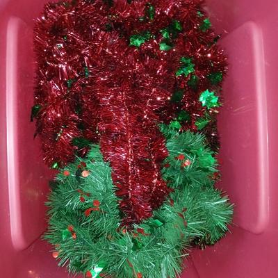 Large Holiday Wreaths & Floral Décor Tote – Two Totes full of garlands - wreath supplies - Faux berries - pinecones & more