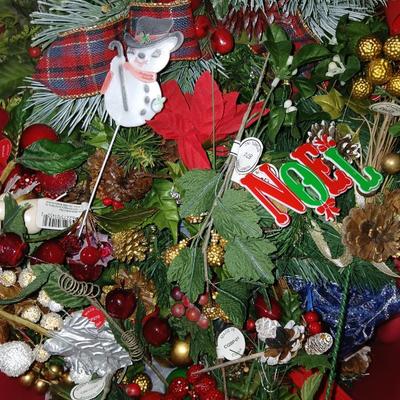 Large Holiday Wreaths & Floral Décor Tote – Two Totes full of garlands - wreath supplies - Faux berries - pinecones & more