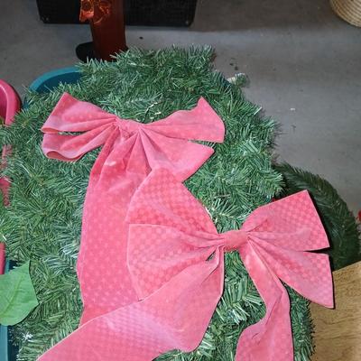 Large Holiday Wreaths & Floral Décor Tote – Two Totes full of garlands - wreath supplies - Faux berries - pinecones & more