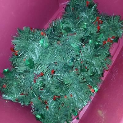 Large Holiday Wreaths & Floral Décor Tote – Two Totes full of garlands - wreath supplies - Faux berries - pinecones & more