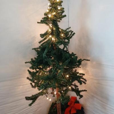 Rustic Artificial Christmas Tree & Holiday Decor Display Lot