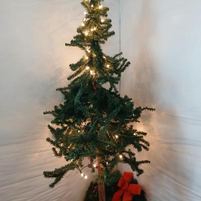 Rustic Artificial Christmas Tree & Holiday Decor Display Lot