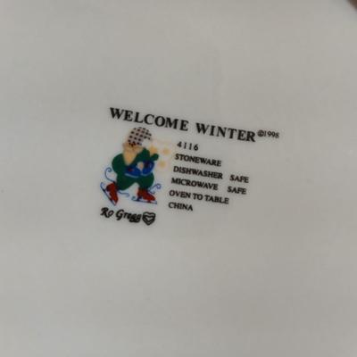 1998 Welcome Winter Holiday Stoneware Dish Set by Go-Gator