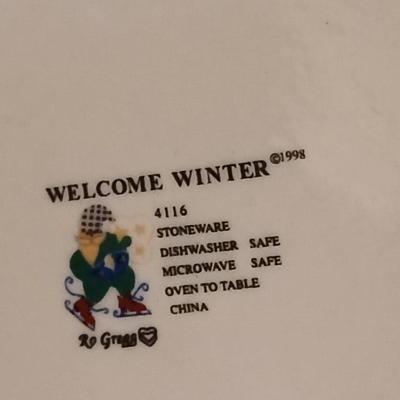 1998 Welcome Winter Holiday Stoneware Dish Set by Go-Gator