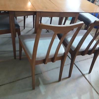Mid-Century Modern Drop-Leaf Dining Table with 6 Chairs