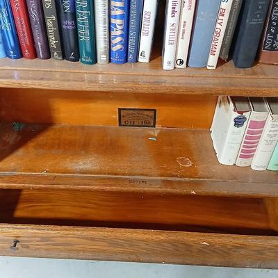 Antique Globe-Wernicke Bookcase – C-11 Grade 198 - Property of Weld County Law Library with bottom drawer - Full of books!
